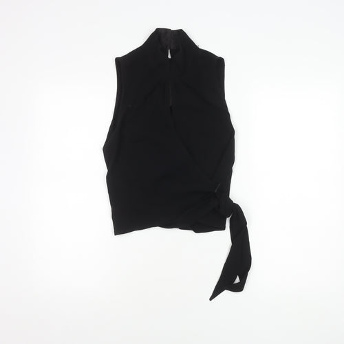 Coast Women's Black Wrap Blouse, Size 10, High Neck Style