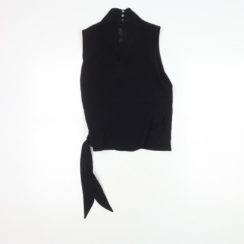 Coast Women's Black Wrap Blouse, Size 10, High Neck Style