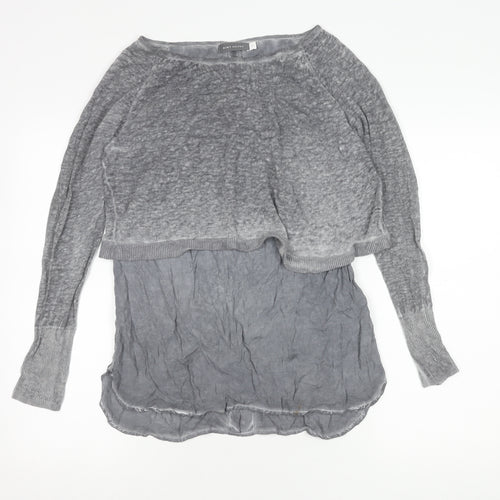 Mint Velvet Women's Grey Cropped Knit Top - Size 10