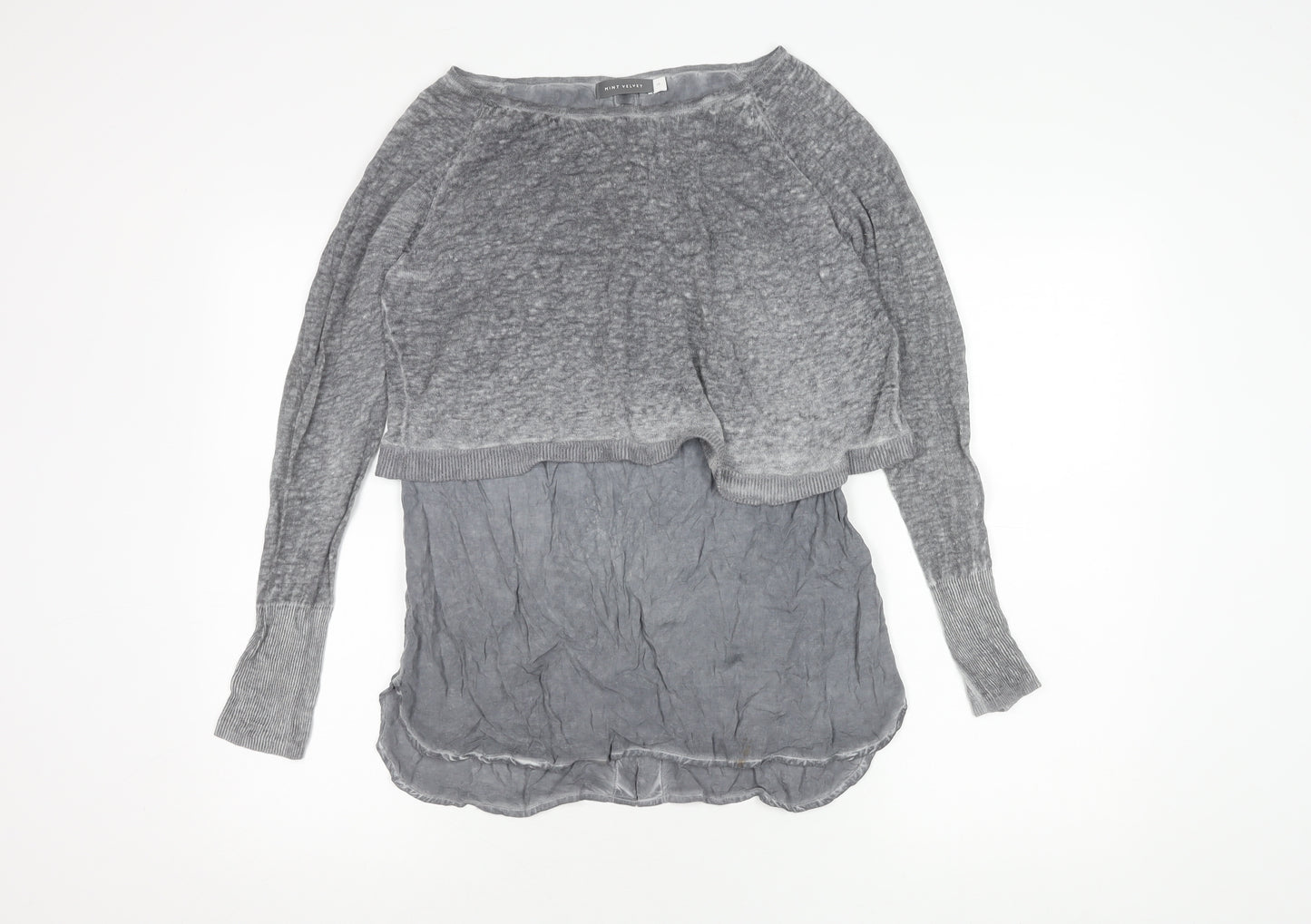 Mint Velvet Women's Grey Cropped Knit Top - Size 10