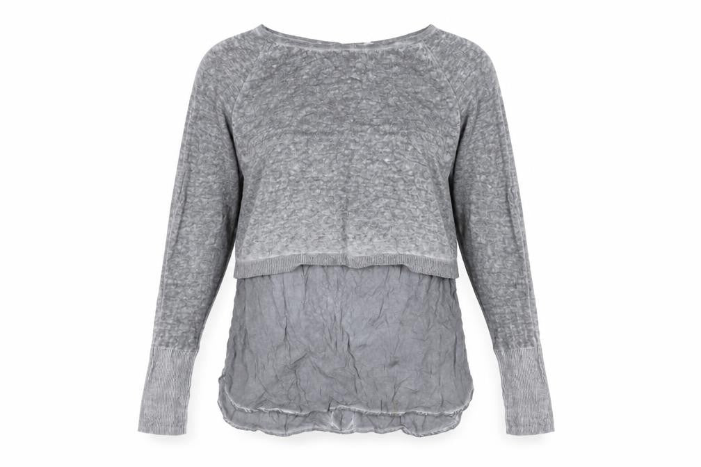 Front view of Mint Velvet Women's Grey Cropped Knit Top -, size 10