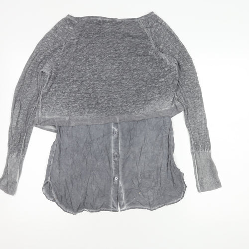 Mint Velvet Women's Grey Cropped Knit Top - Size 10