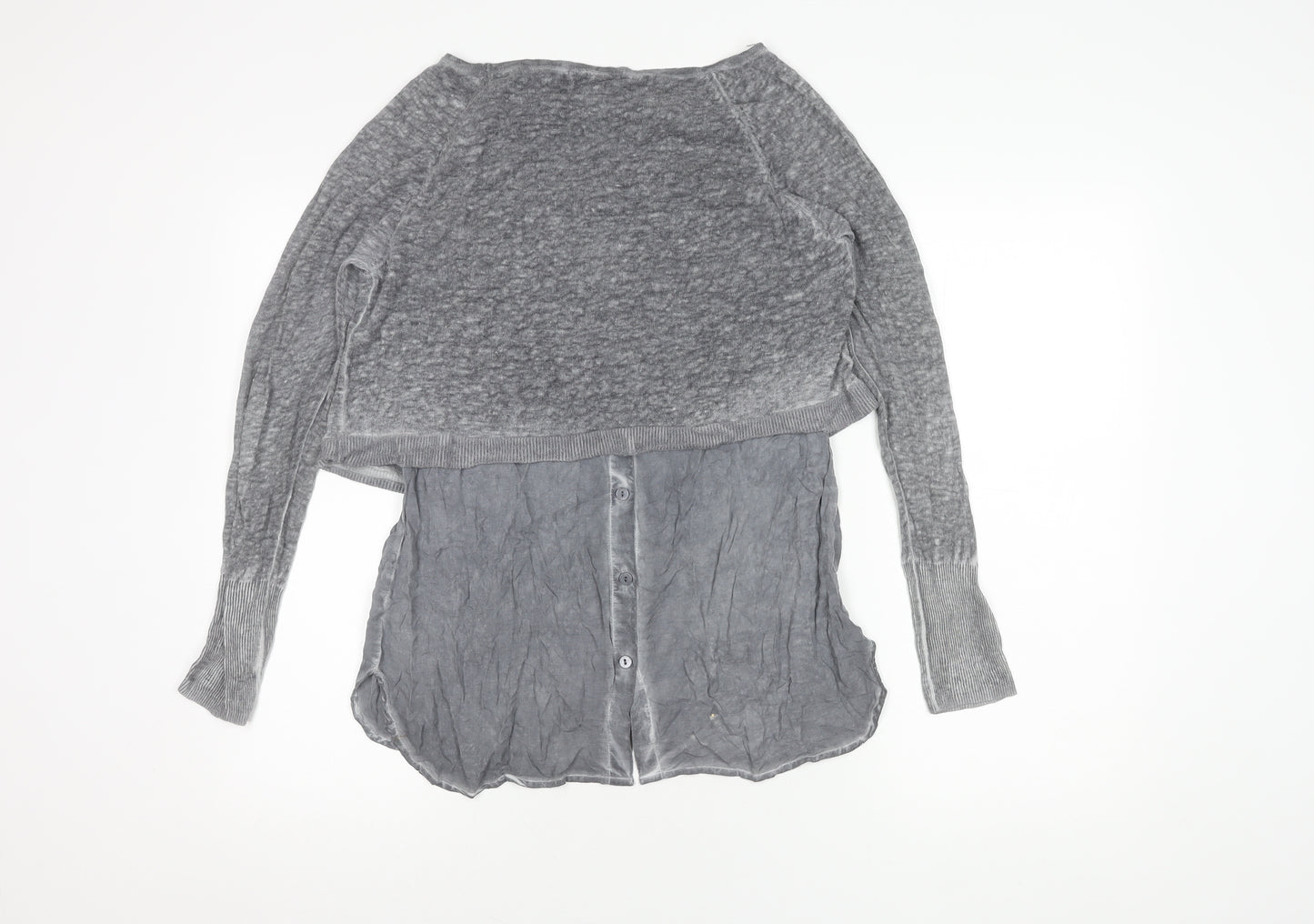 Mint Velvet Women's Grey Cropped Knit Top - Size 10