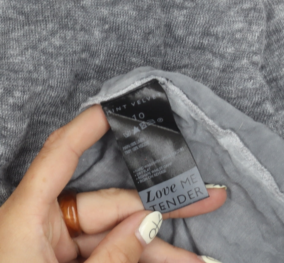 Mint Velvet Women's Grey Cropped Knit Top - Size 10
