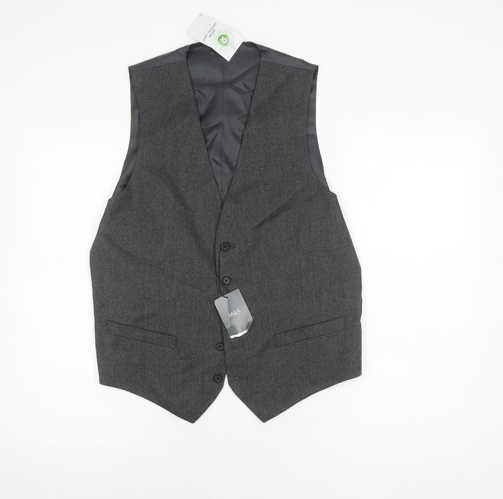 Marks and Spencer Men's Grey Waistcoat 38 Regular Fit