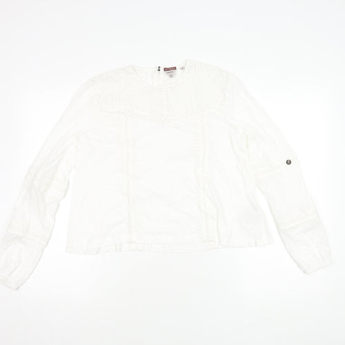 Superdry Women's White Blouse, UK 8, Long Sleeve