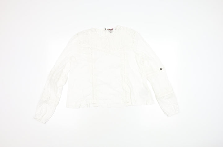 Superdry Women's White Blouse, UK 8, Long Sleeve