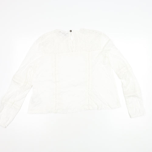 Superdry Women's White Blouse, UK 8, Long Sleeve