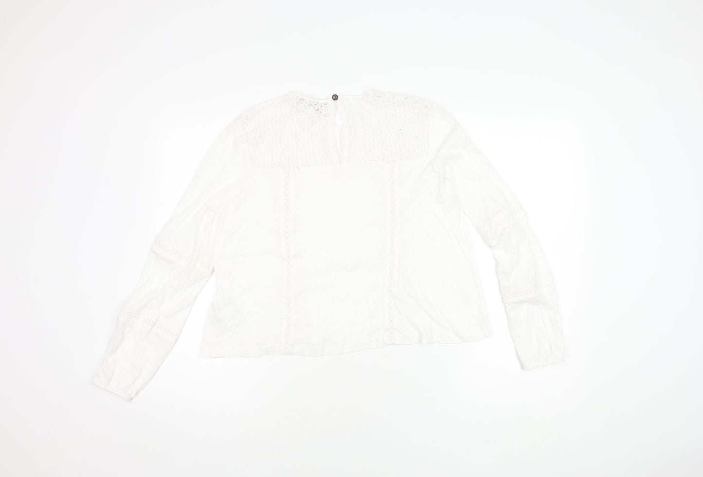 Superdry Women's White Blouse, UK 8, Long Sleeve