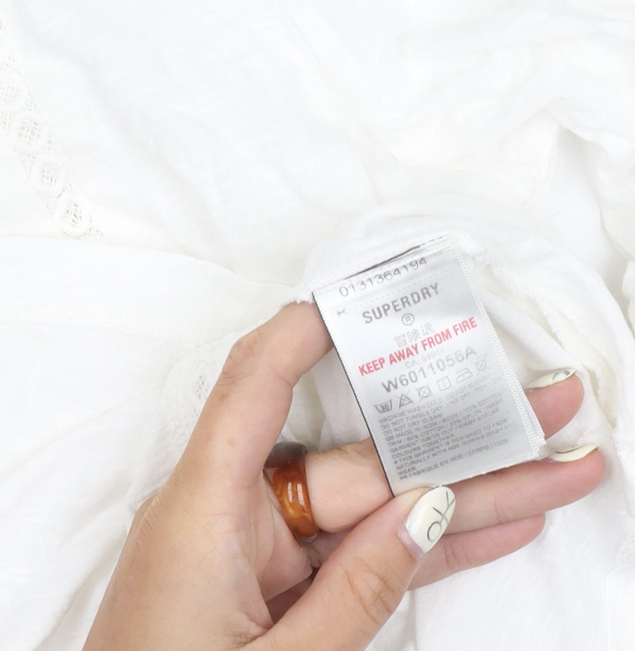 Superdry Women's White Blouse, UK 8, Long Sleeve