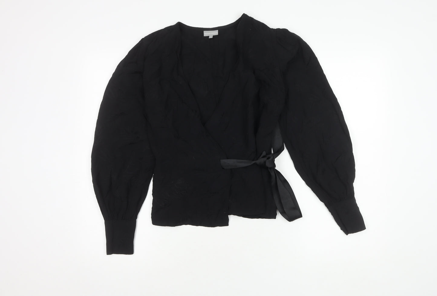 Oliver Bonas Women's Black Wrap Blouse Size 8