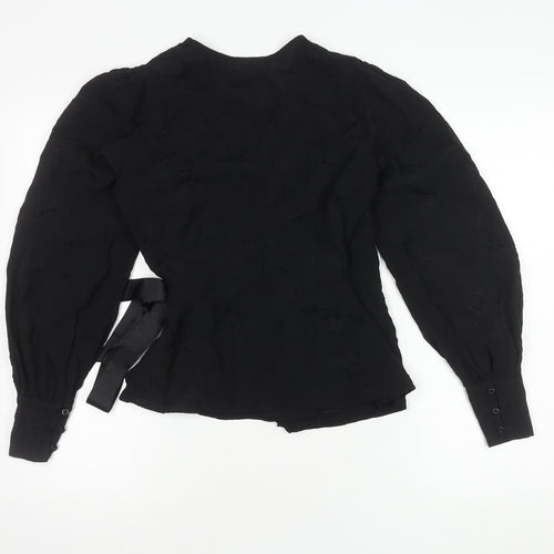 Oliver Bonas Women's Black Wrap Blouse Size 8