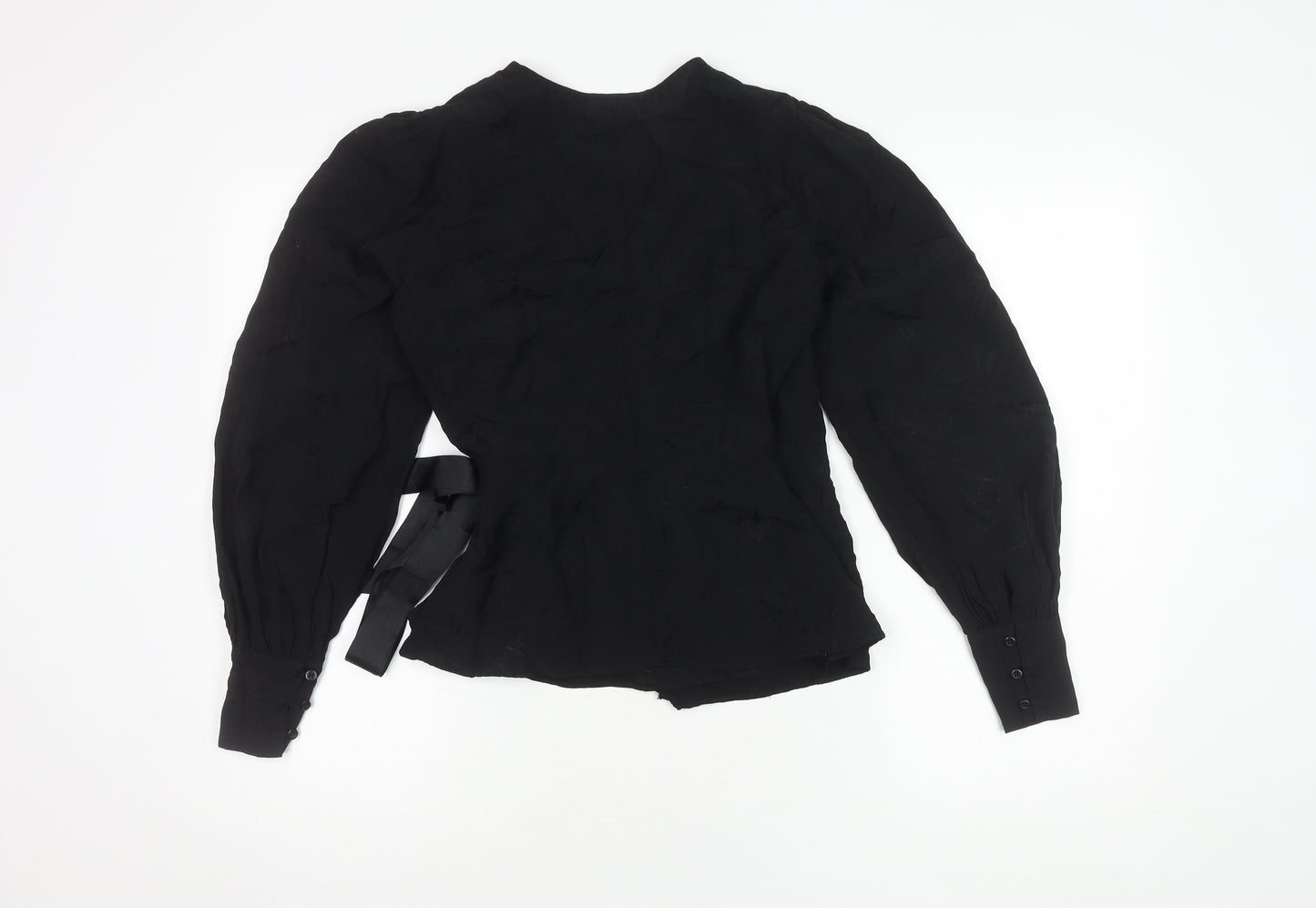 Oliver Bonas Women's Black Wrap Blouse Size 8