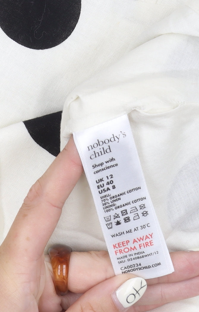 Nobody's Child Women's White Polka Dot A-Line Dress