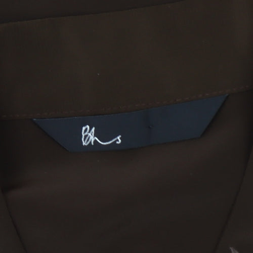 BHS Women's Brown Button-Up Shirt Size 14 with Embroidery