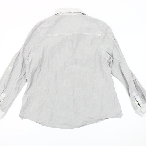 Marks and Spencer Women's Grey Striped Button-Up Shirt