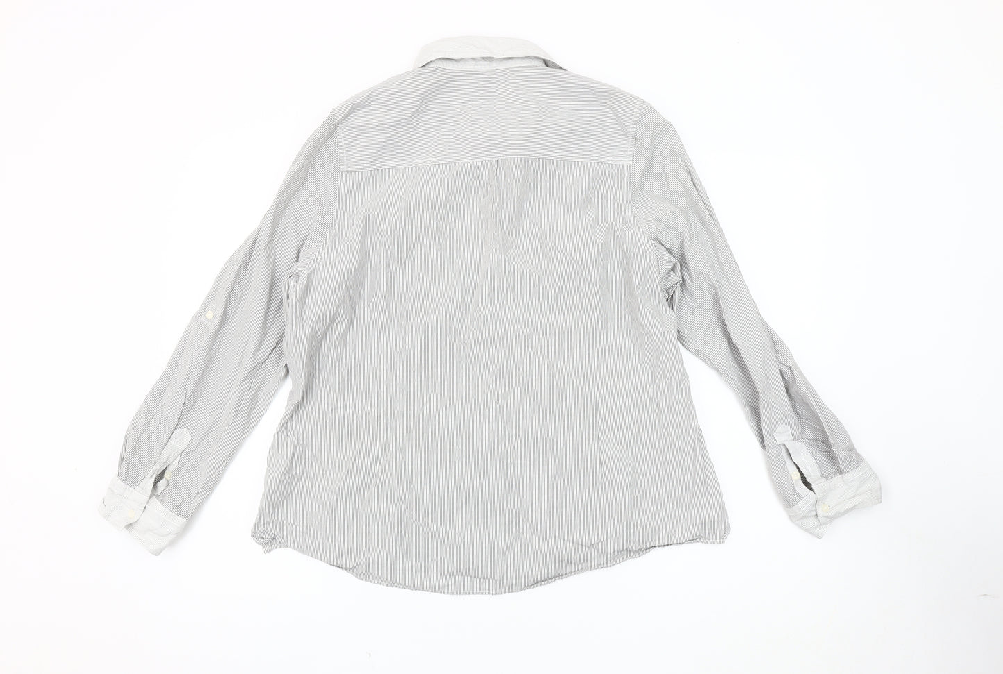 Marks and Spencer Women's Grey Striped Button-Up Shirt