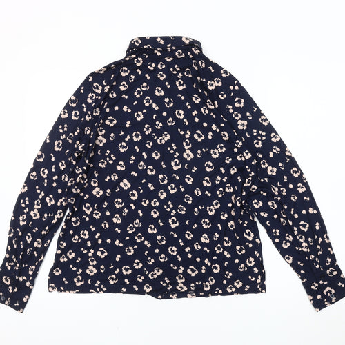 Marks and Spencer Women's Blue Floral Button-Up Shirt