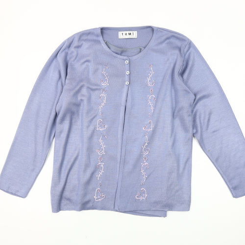 Tumi Collection Women's Blue Cardigan, One Size, Embroidered