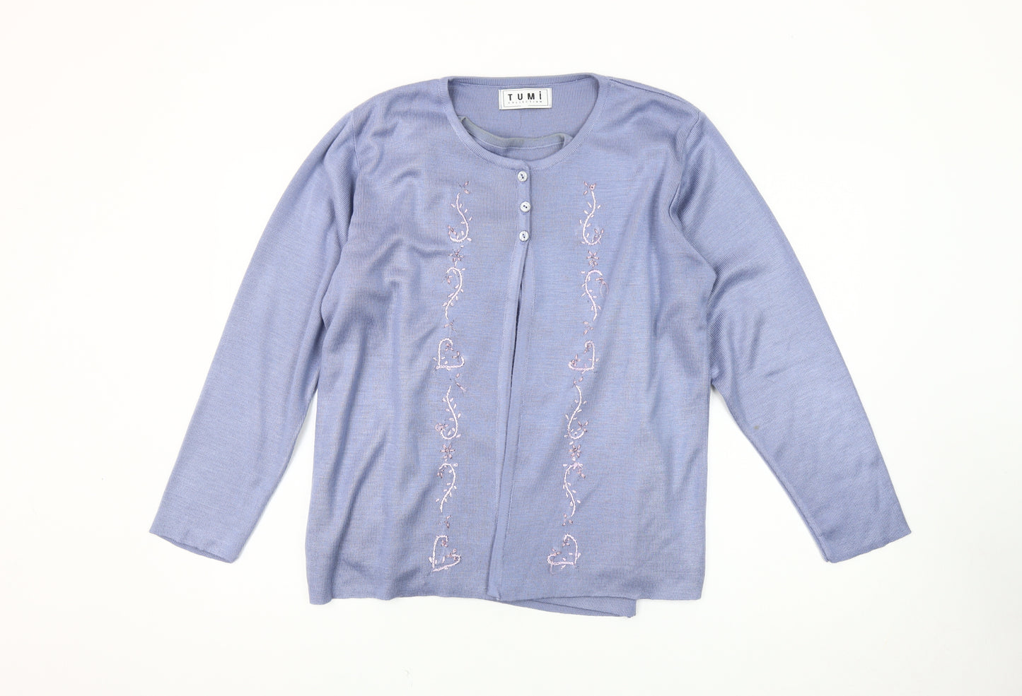 Tumi Collection Women's Blue Cardigan, One Size, Embroidered