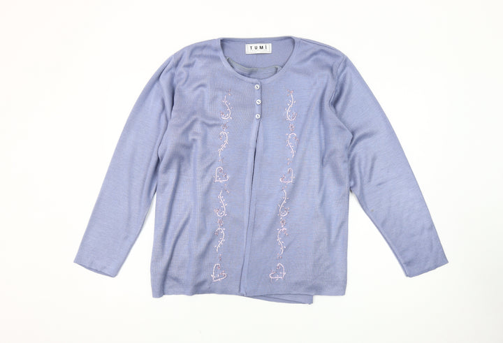 Tumi Collection Women's Blue Cardigan, One Size, Embroidered