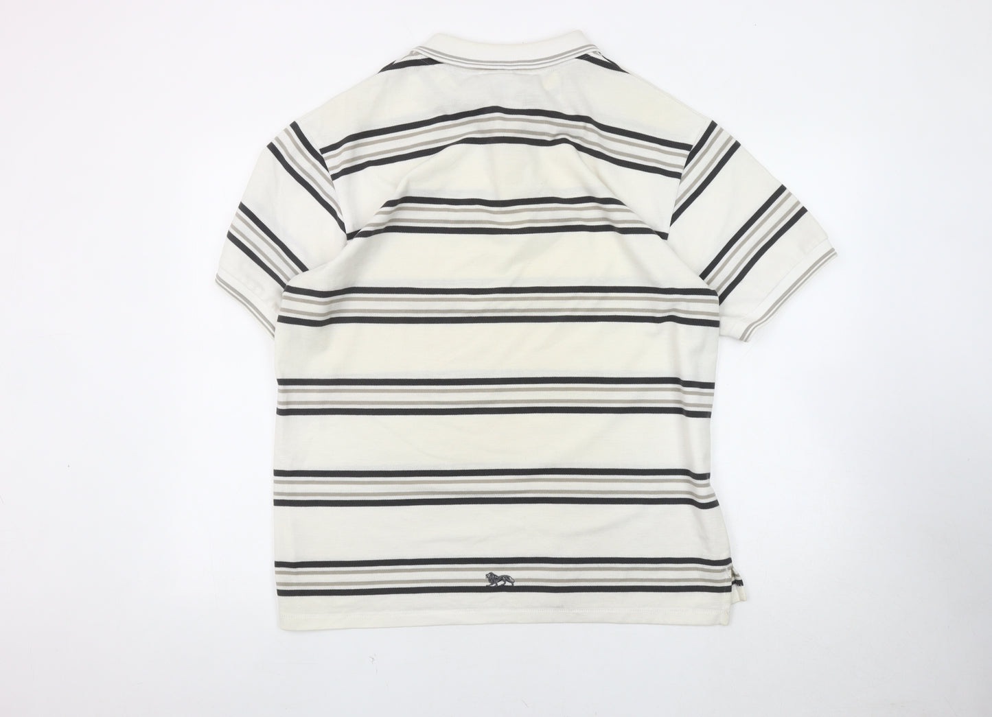 Lonsdale Men's White Striped Polo Shirt - L