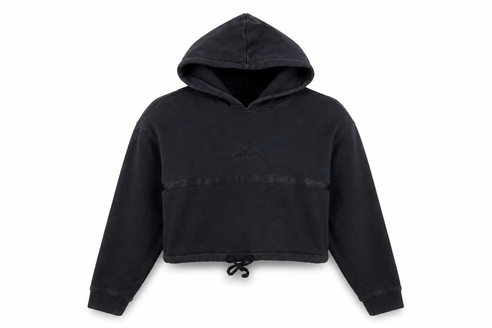 The Couture Club Women Black XS Cropped Hoodie
