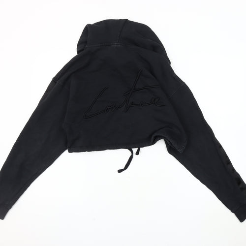 The Couture Club Women Black XS Cropped Hoodie