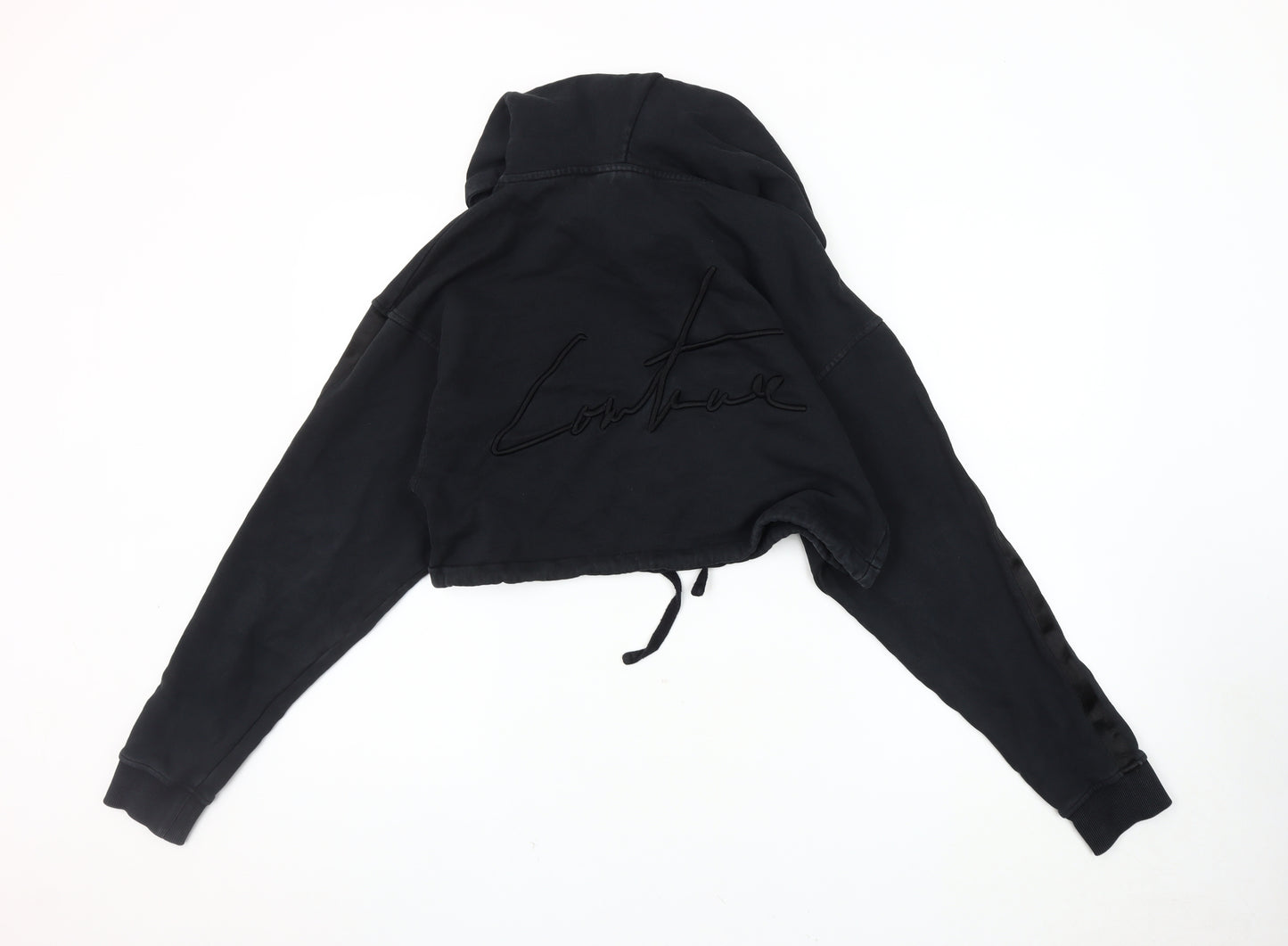 The Couture Club Women Black XS Cropped Hoodie
