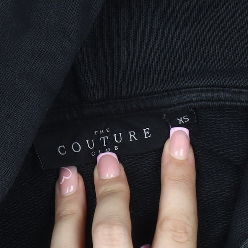 The Couture Club Women Black XS Cropped Hoodie