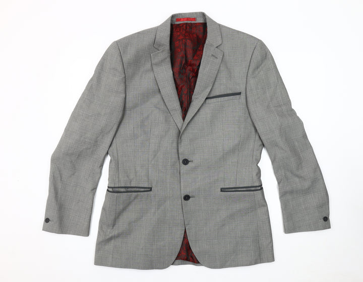 Red Herring Men's Grey Check Blazer, Size 40R