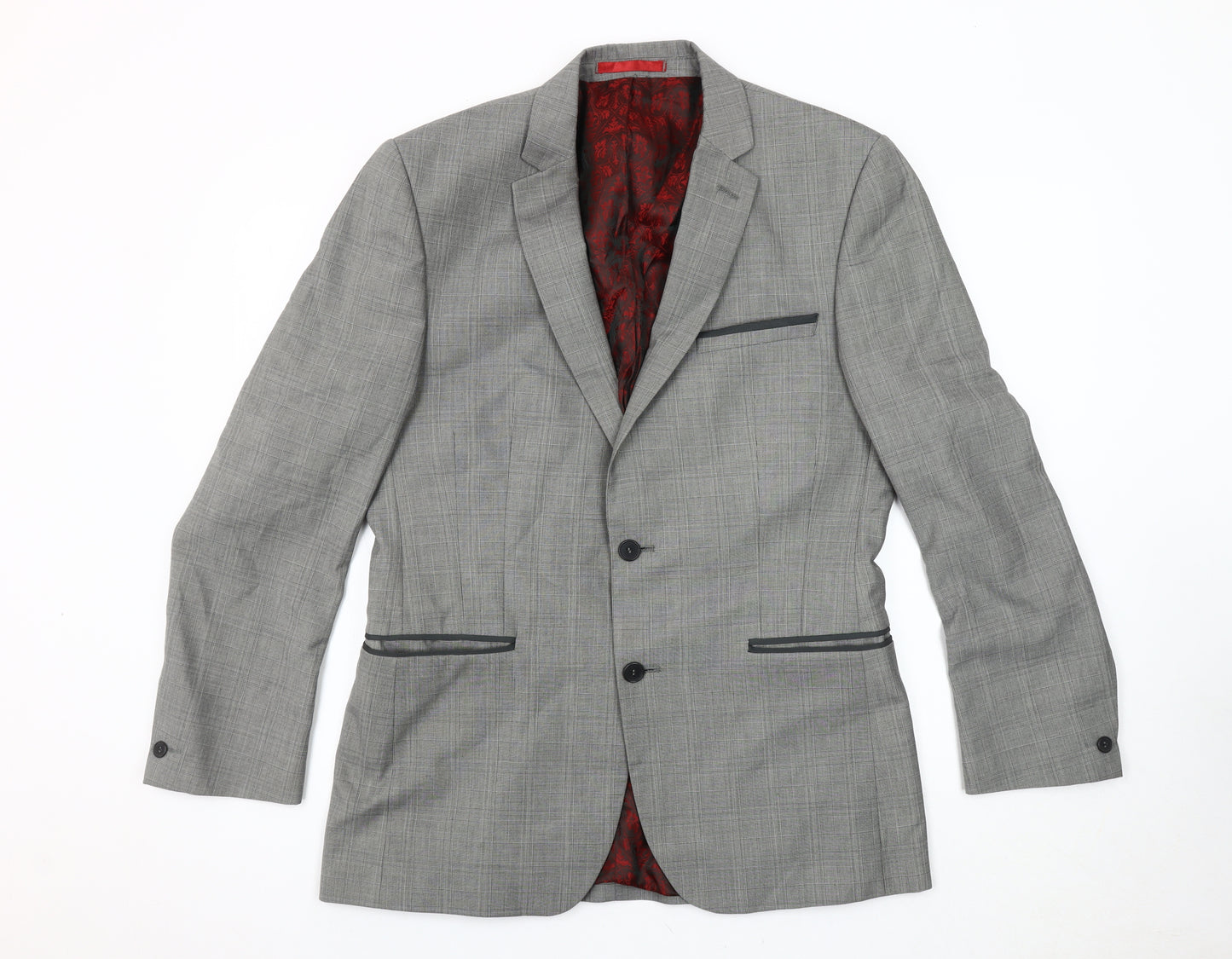 Red Herring Men's Grey Check Blazer, Size 40R