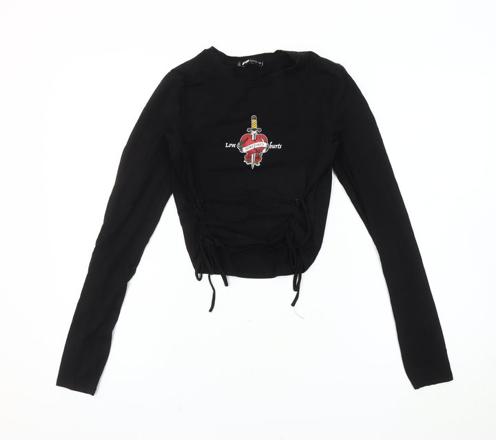 FB Sister Women's Black Cropped Long Sleeve Tee XS