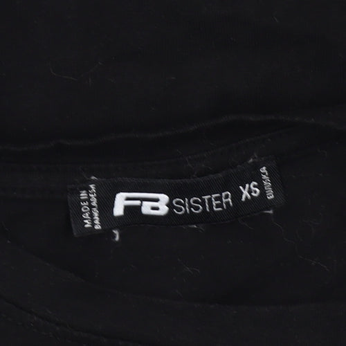 FB Sister Women's Black Cropped Long Sleeve Tee XS
