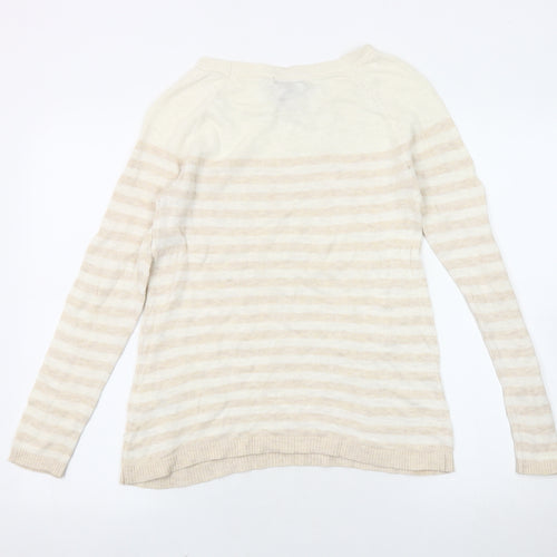 Gap Women's Beige Striped Pullover Jumper Size S
