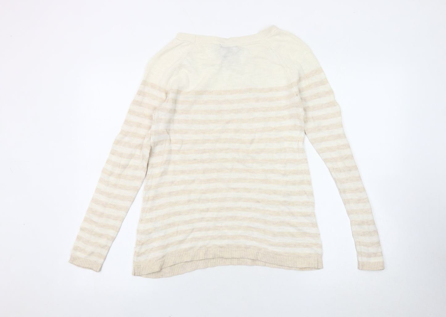Gap Women's Beige Striped Pullover Jumper Size S