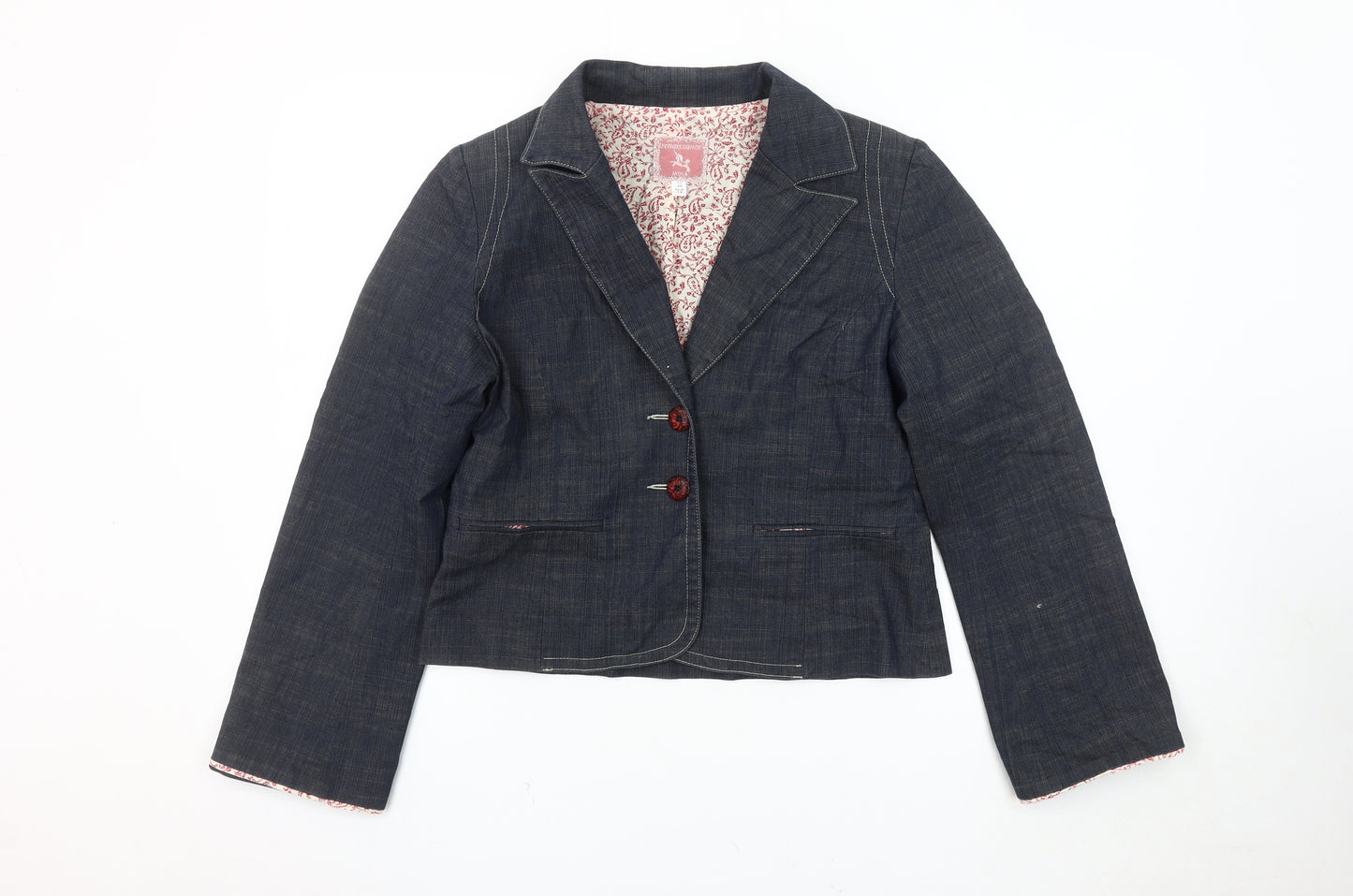 Avoca Women's Blue Denim Blazer Size 12 Cropped Casual