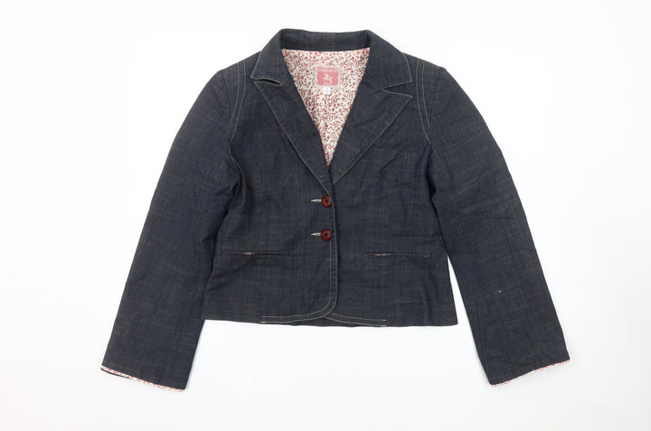 Avoca Women's Blue Denim Blazer Size 12 Cropped Casual