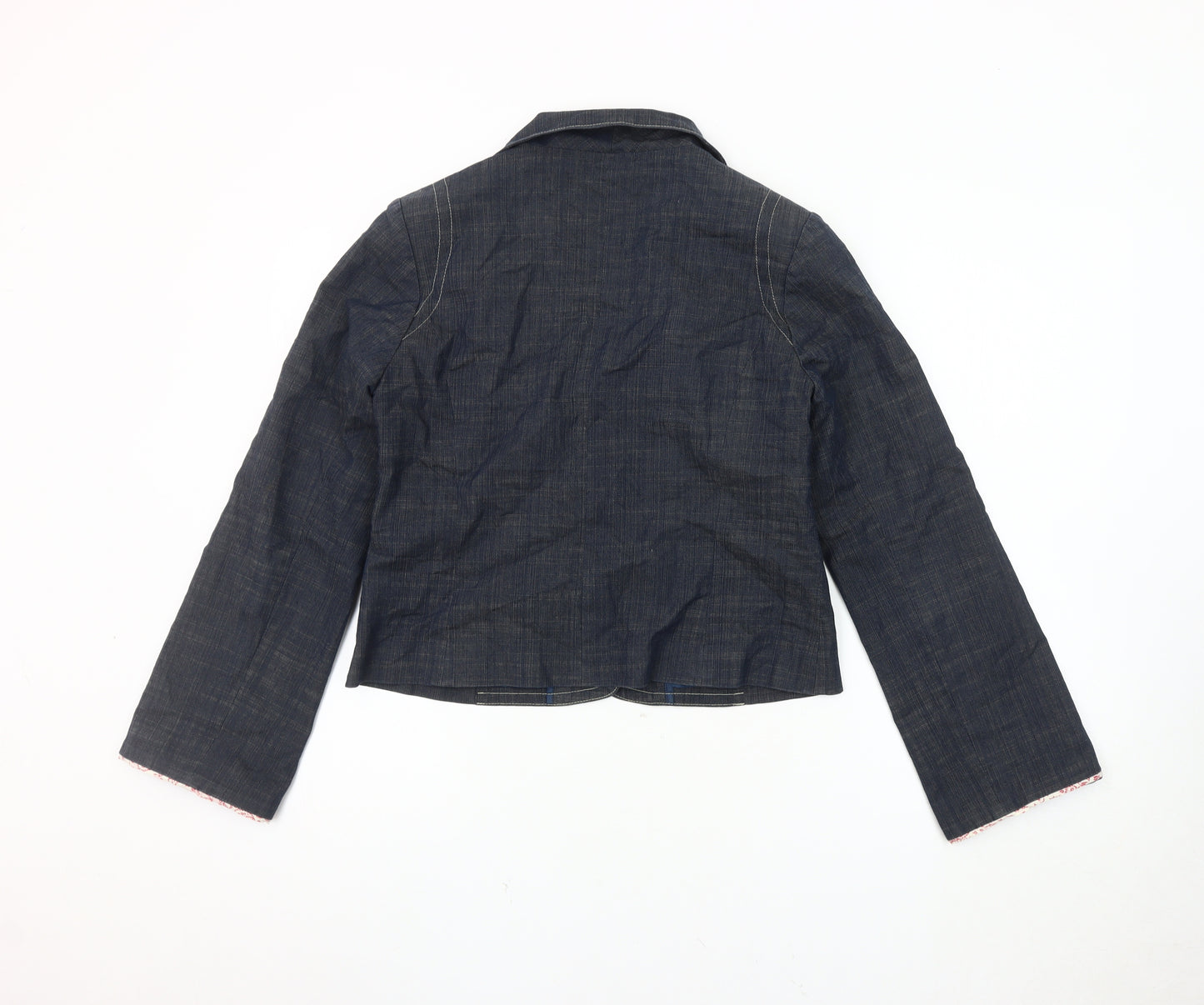 Avoca Women's Blue Denim Blazer Size 12 Cropped Casual