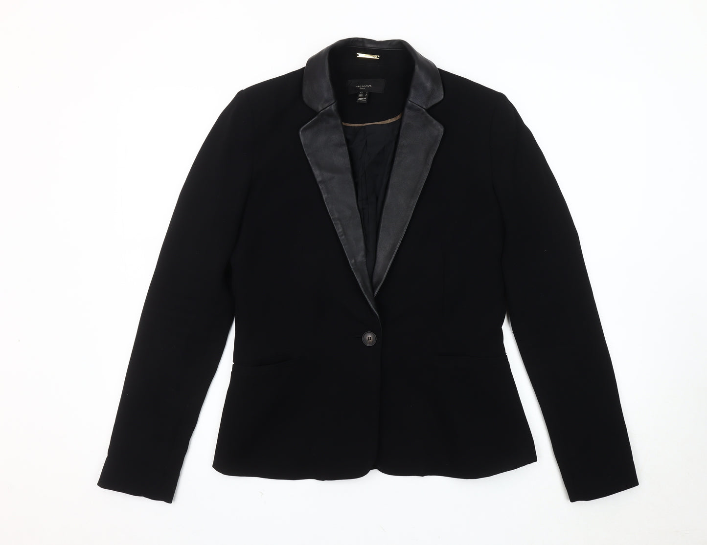 Mango Women's Black Suit Jacket Shawl Lapel Size 12 Formal