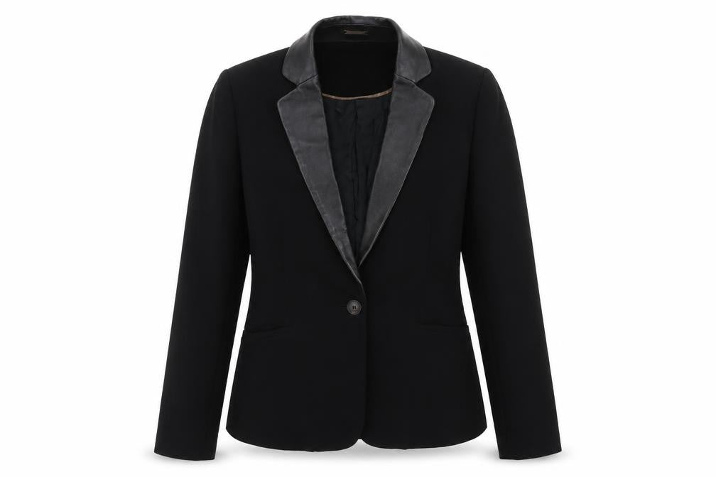 Mango Women's Black Suit Jacket Shawl Lapel Size 12 Formal