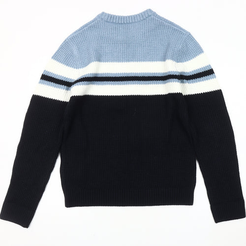 Jack & Jones Men's Blue Striped Pullover Jumper M