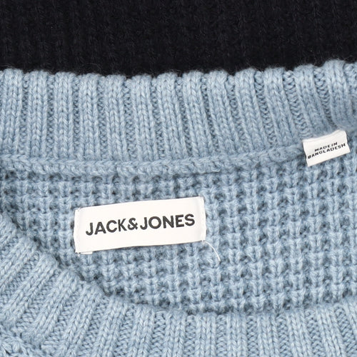 Jack & Jones Men's Blue Striped Pullover Jumper M