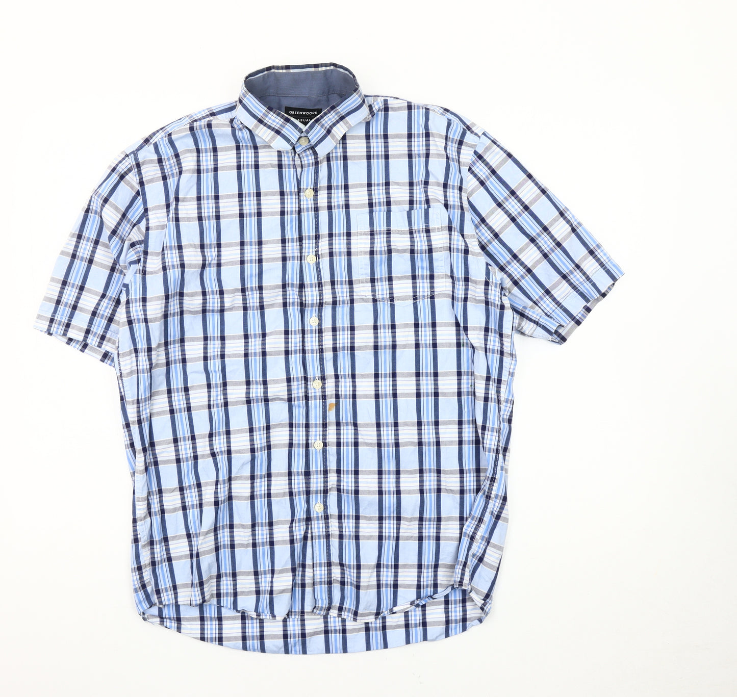 Greenwoods Men's Blue Medium Casual Check Shirt