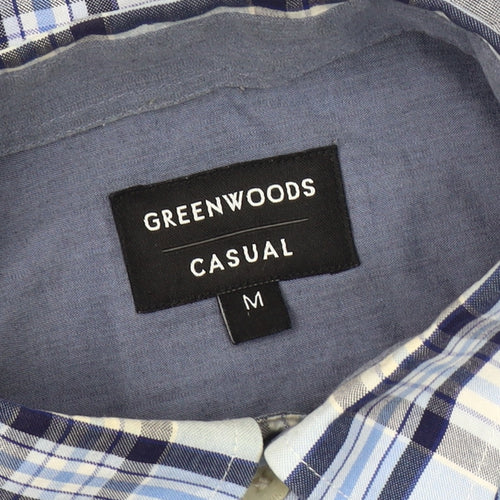 Greenwoods Men's Blue Medium Casual Check Shirt