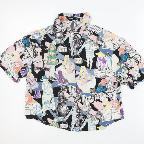 Pull & Bear Women's Multicoloured Collared Shirt XS