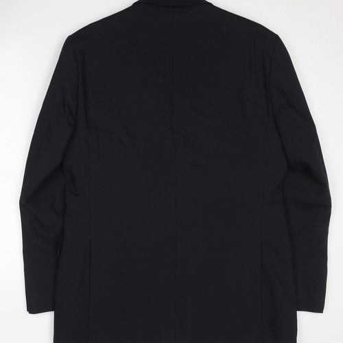 Tom English Men's Black Striped Blazer, 40R, Single-Breasted
