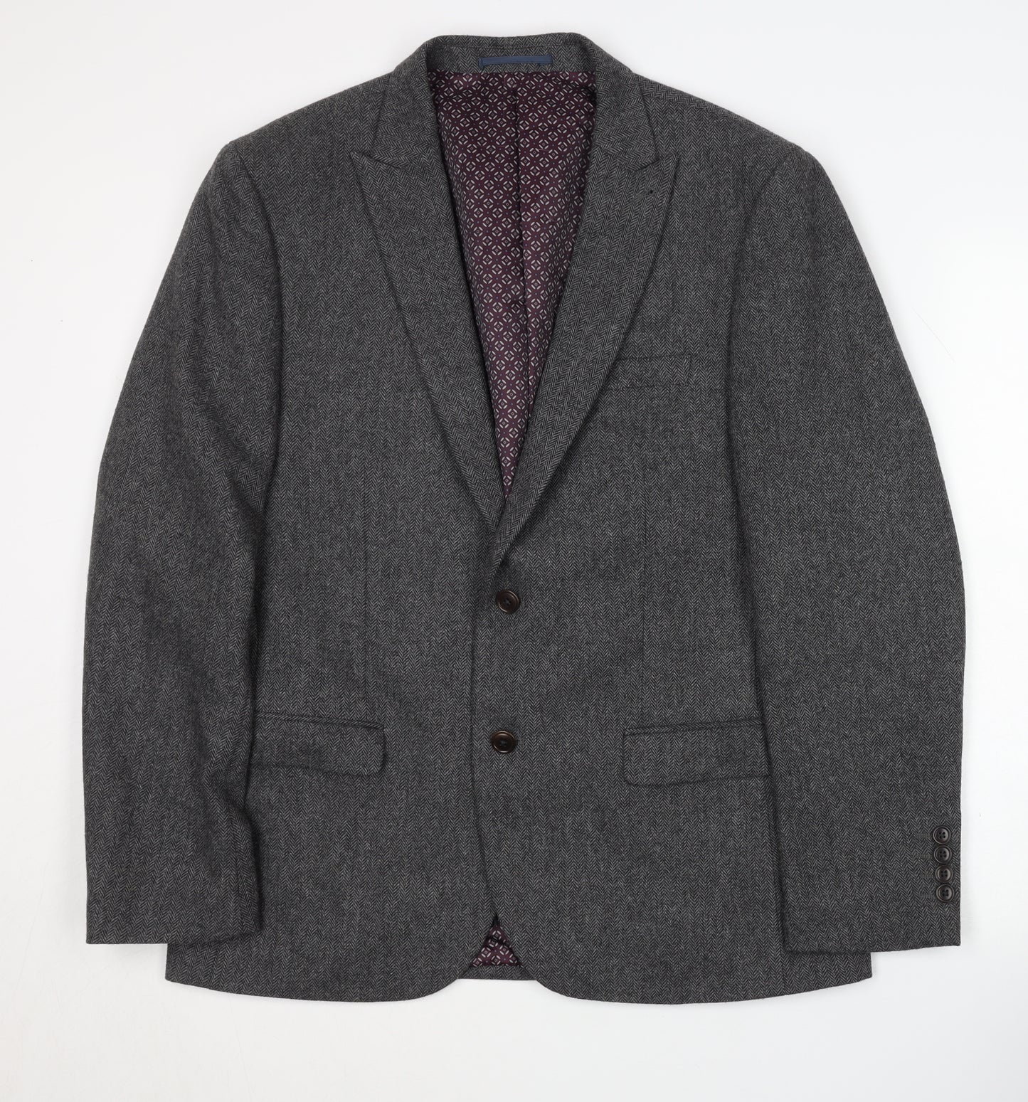 Next Men's Grey Slim Fit Blazer 42 Single-Breasted