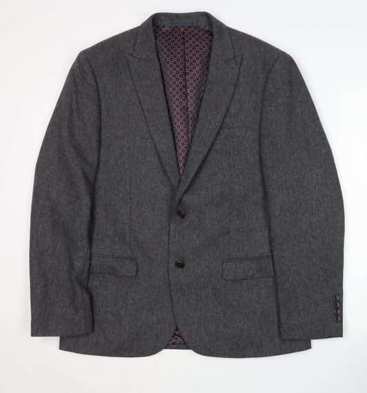 Next Men's Grey Slim Fit Blazer 42 Single-Breasted