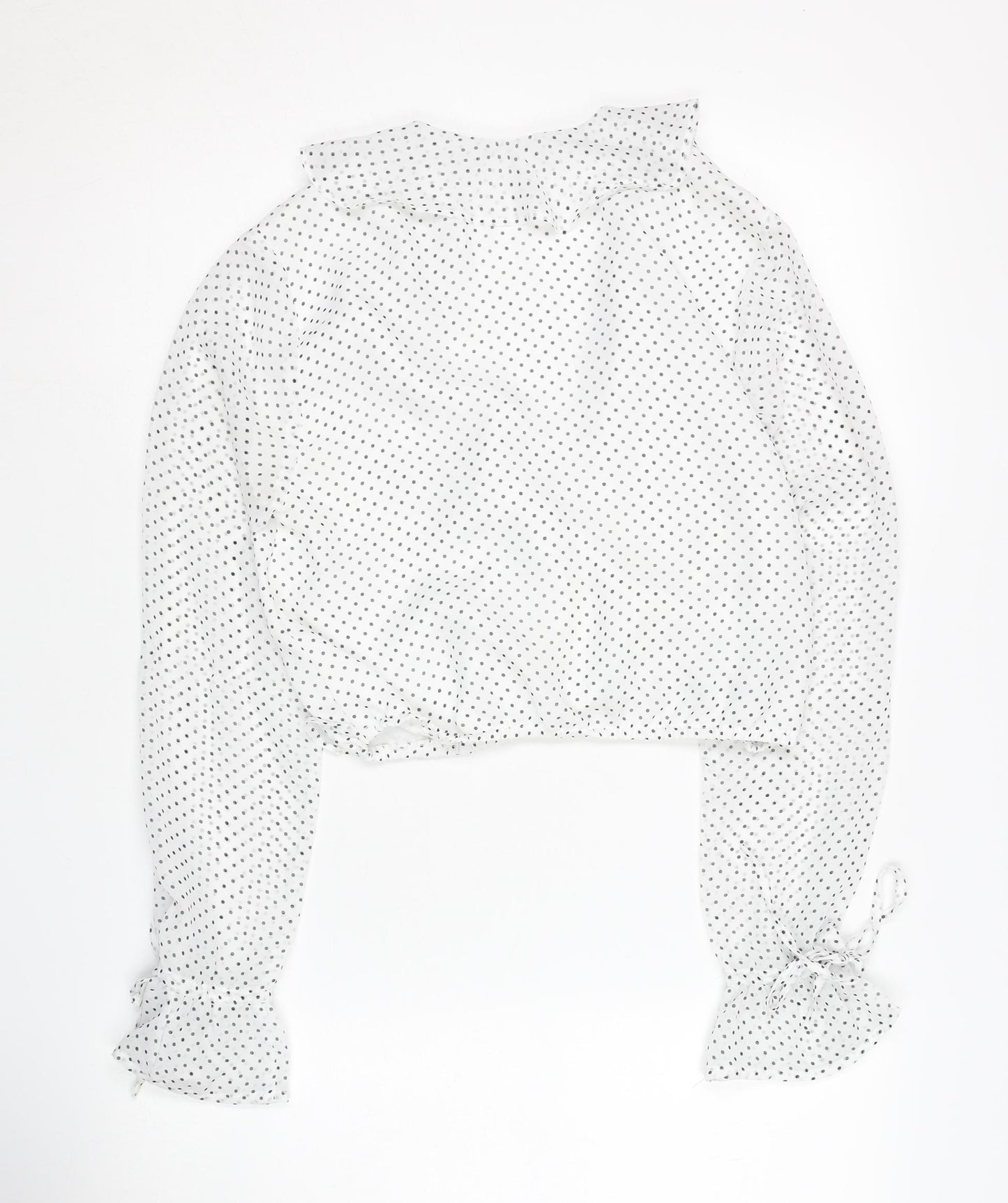 Honey Punch Women's White Polka Dot Cropped Blouse M